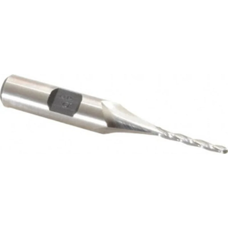 Made in USA 0.5 per Side 3/32 Small End Diam 3/4 LOC 3-Flute High Speed Steel Tapered Ball End Mill 3/8 Shank Diam, 2...